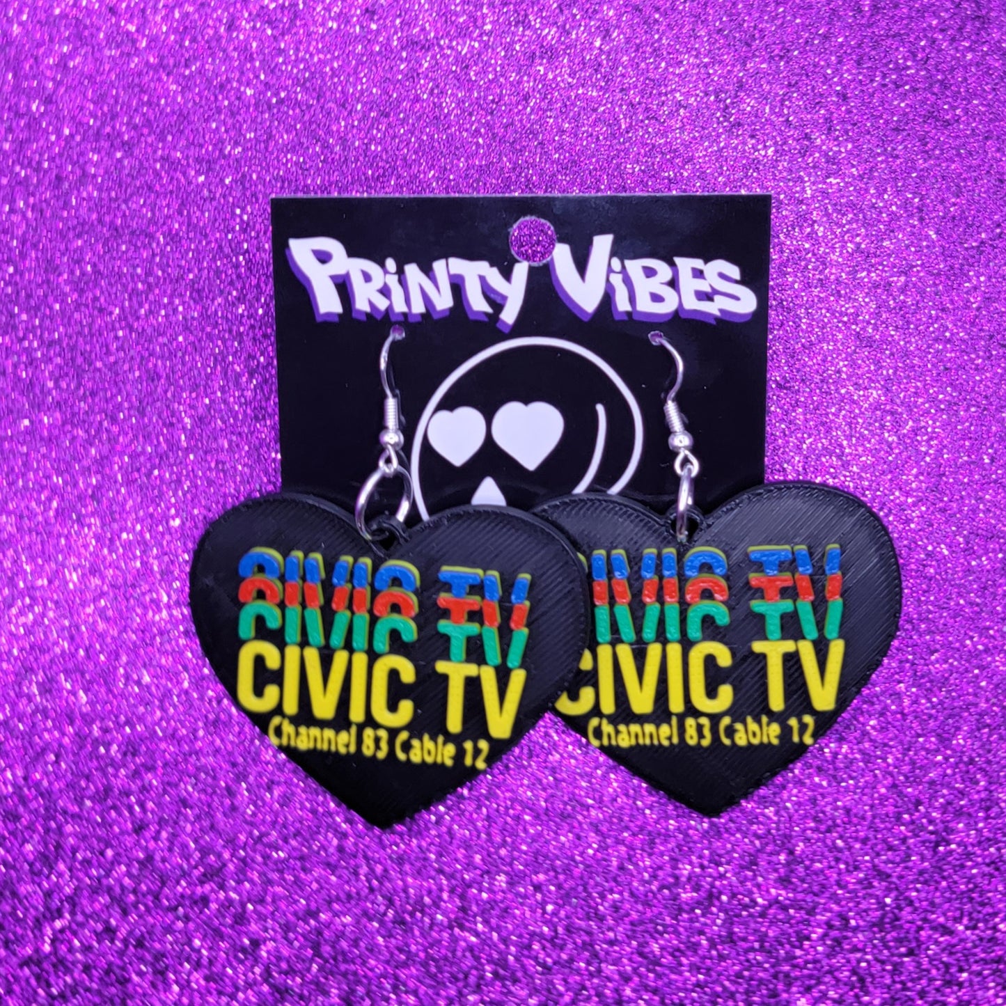 Civic TV Statement Earrings 3D Printed