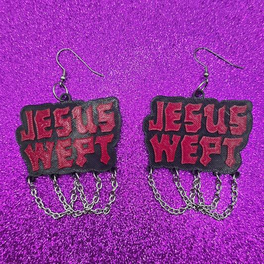 Jesus Wept Horror Movie Statement Earrings 3D Printed