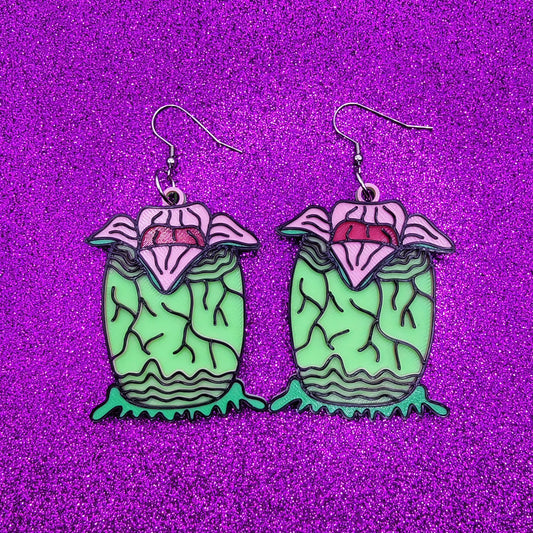 Alien Egg Pod 3D Printed Statement Earrings