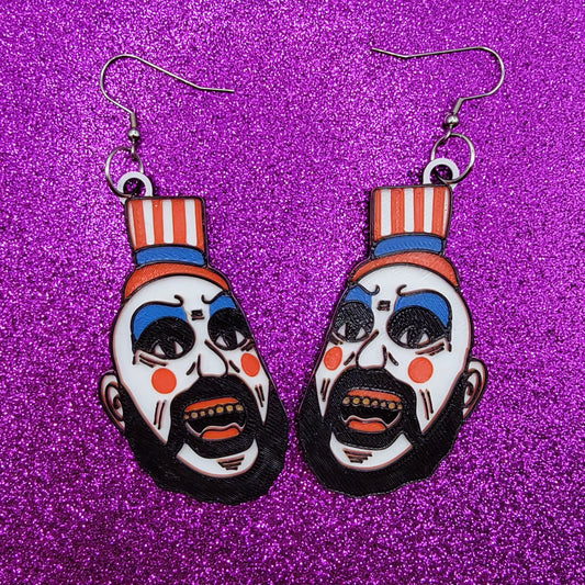 Captain Horror Movie Statement Earrings 3D Printed