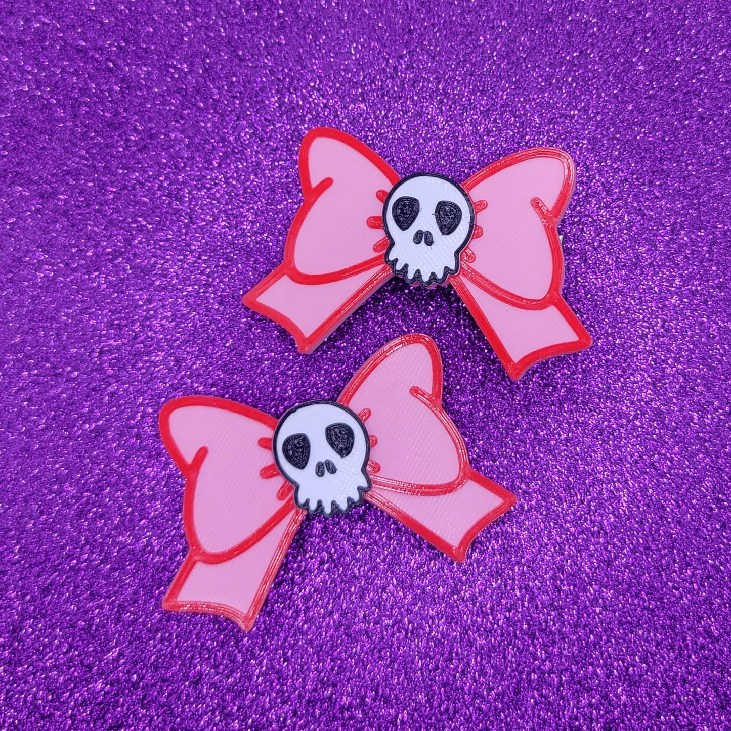 Pink Skull Bow Halloween Hair Clips
