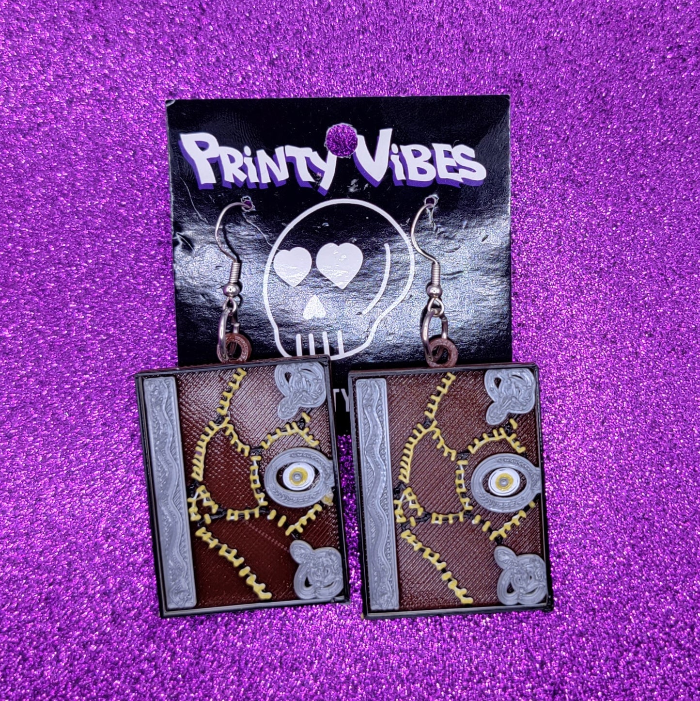 Halloween Witch Book Statement Earrings 3D Printed