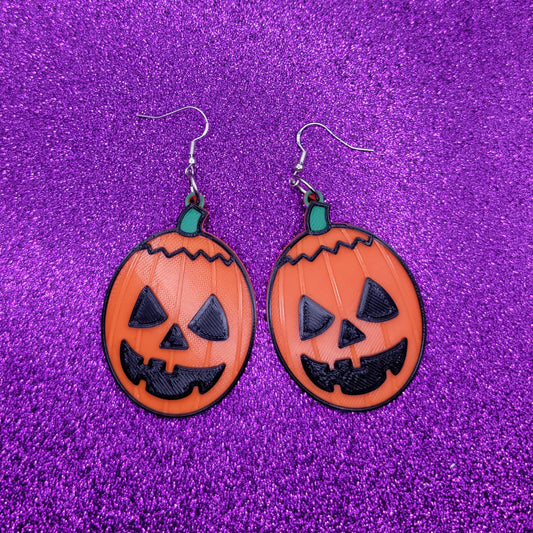 Pumpkin Mask Horror Movie Statement Earrings 3D Printed