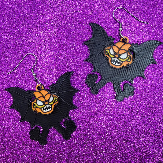 Vampire Bat Garf Statement Earrings 3D Printed