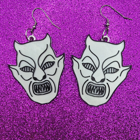 Demons Mask Horror Movie Statement Earrings 3D Printed