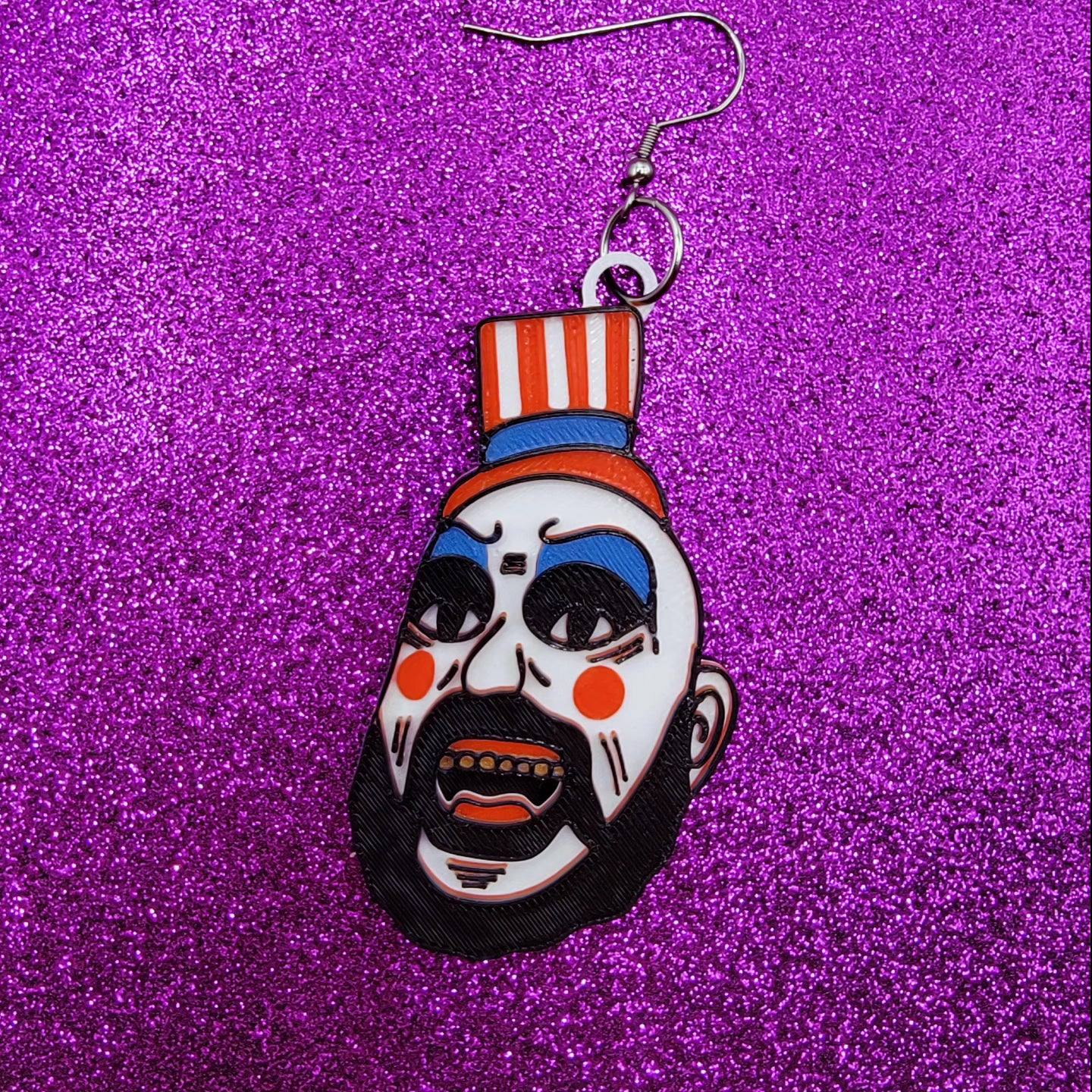 Captain Horror Movie Statement Earrings 3D Printed