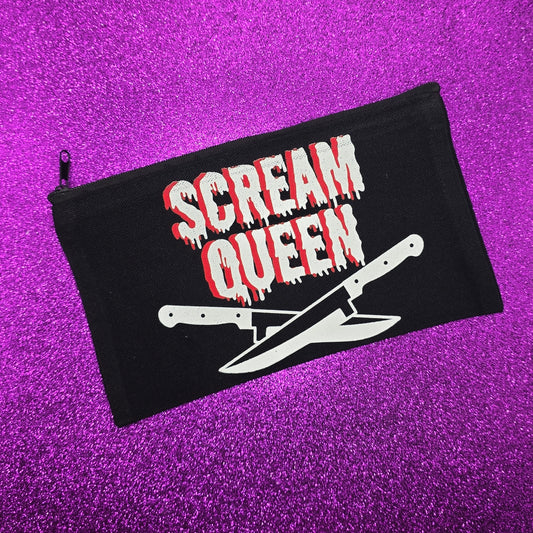 Scream Queen Zippered Pouch, Makeup Bag, Pencil Case 4.8"x8.4"