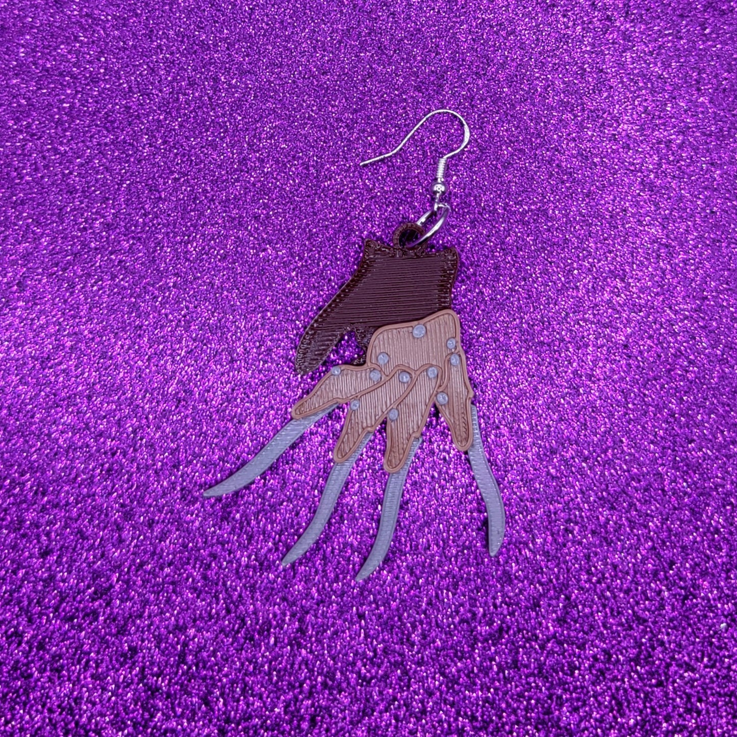 Knife Hands Horror Movie Statement Earrings 3D Printed