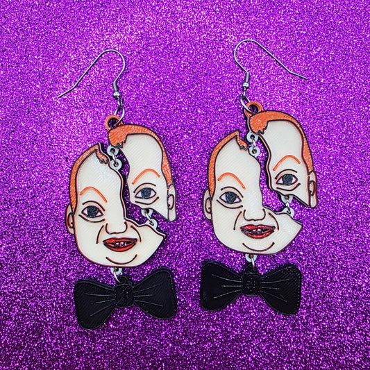 Deep Red Horror Movie Statement Earrings 3D Printed