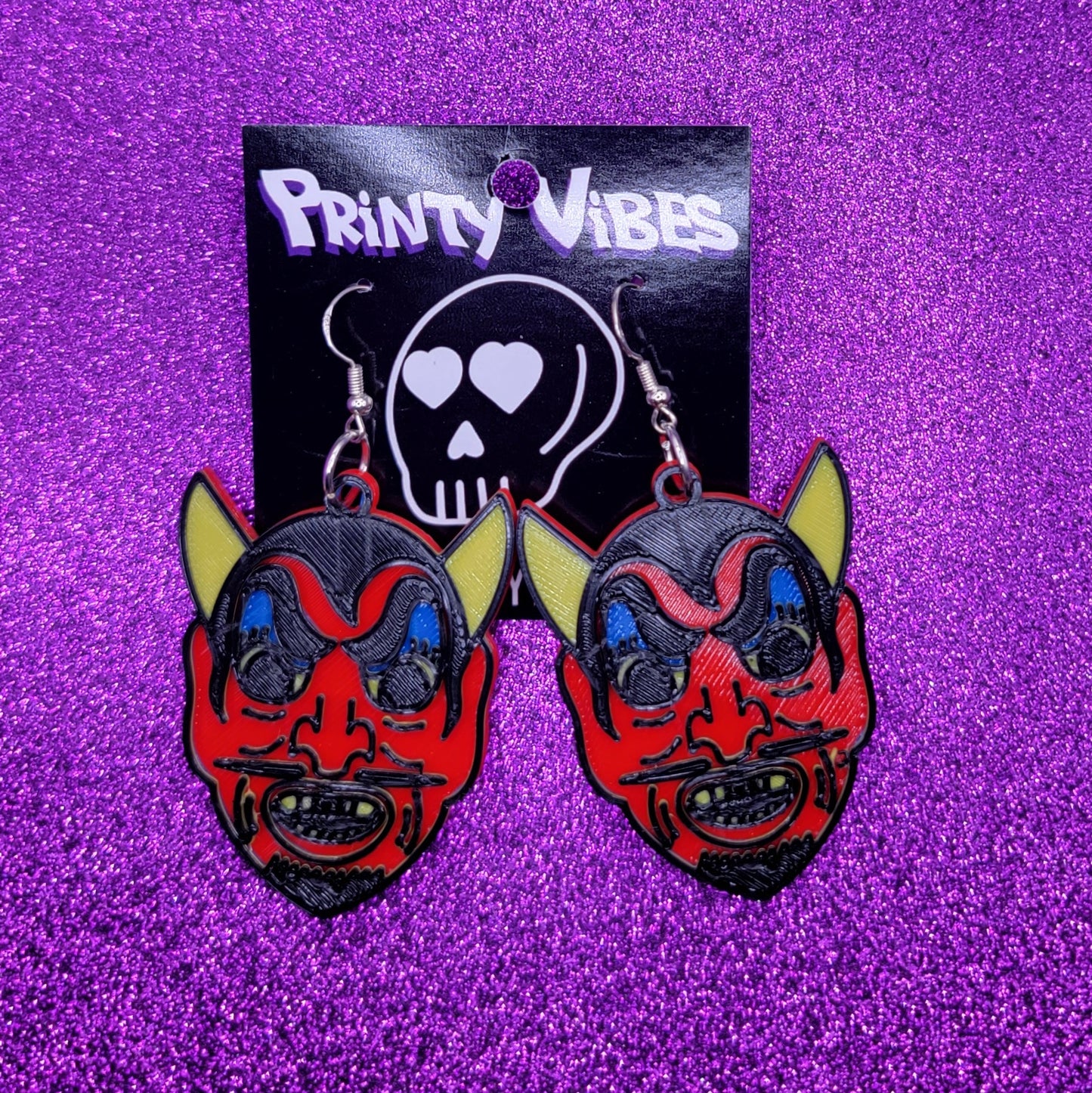Devil Statement Earrings 3D Printed