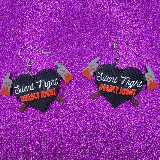 Silent Night Horror Statement Earrings 3D Printed