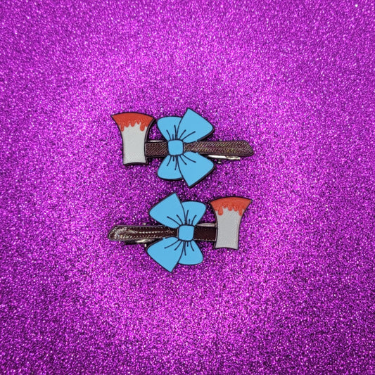 Pearl Bow Axe Hair Clips