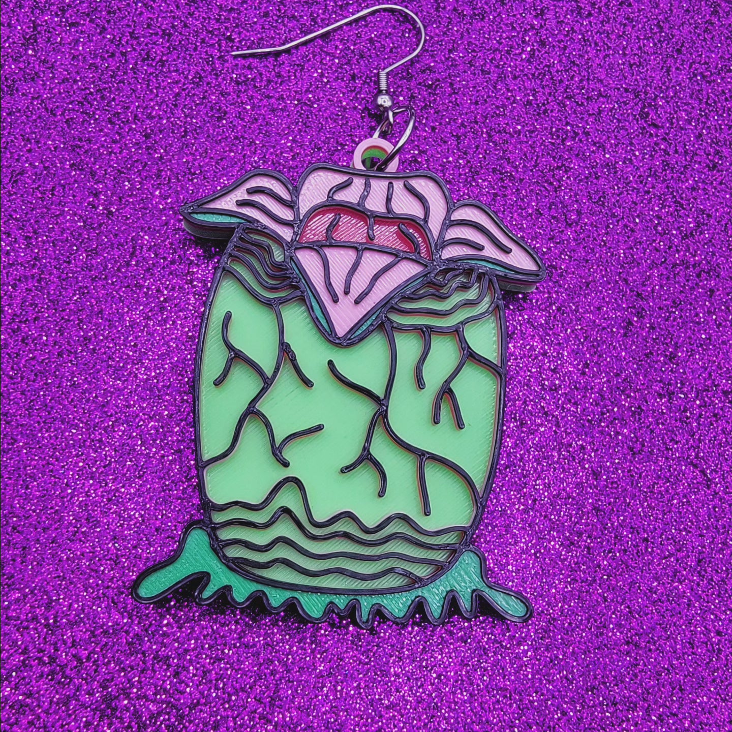 Alien Egg Pod 3D Printed Statement Earrings