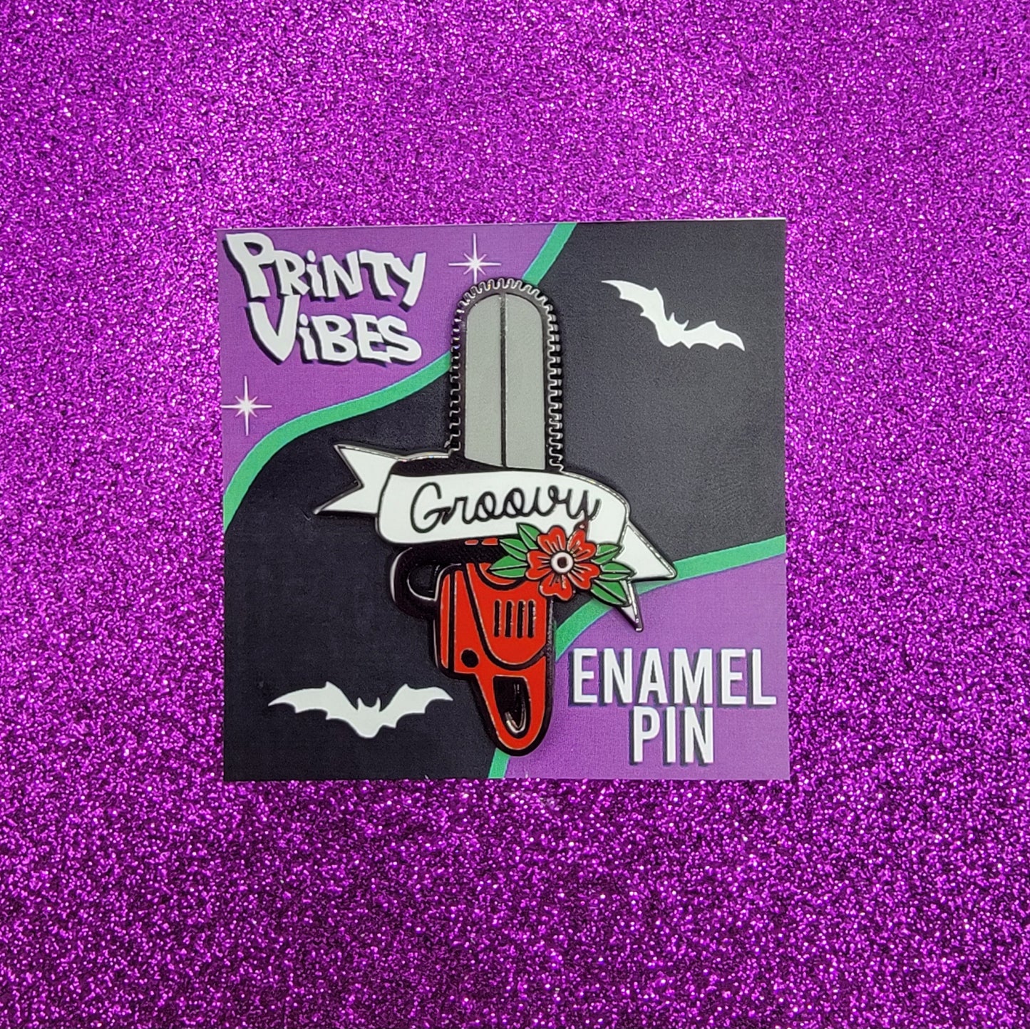Groovy Chainsaw Evil Dead Enamel Pin