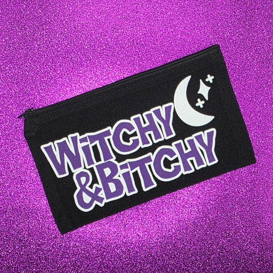 Witchy and Bitchy Zippered Pouch, Makeup Bag, Pencil Case 4.8"x8.4"