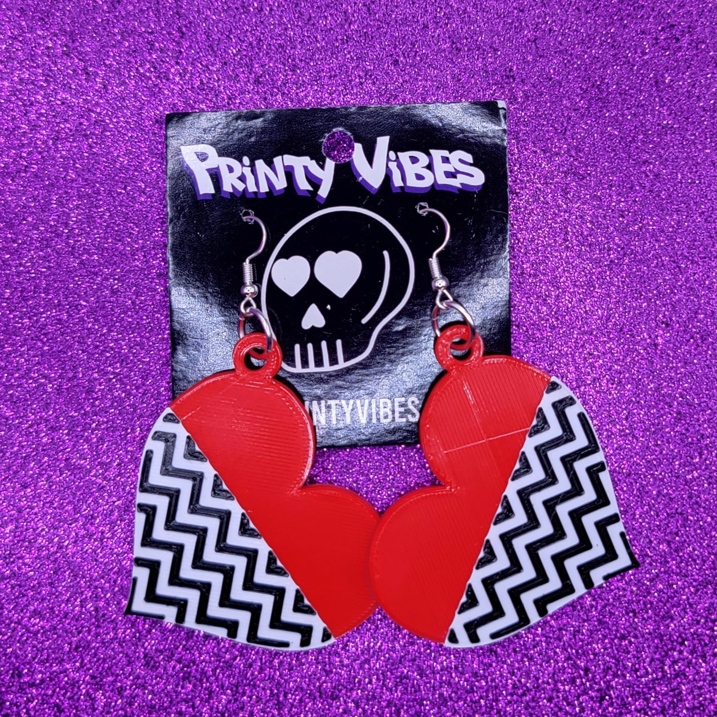 Damn Fine Heart Statement Earrings 3D Printed