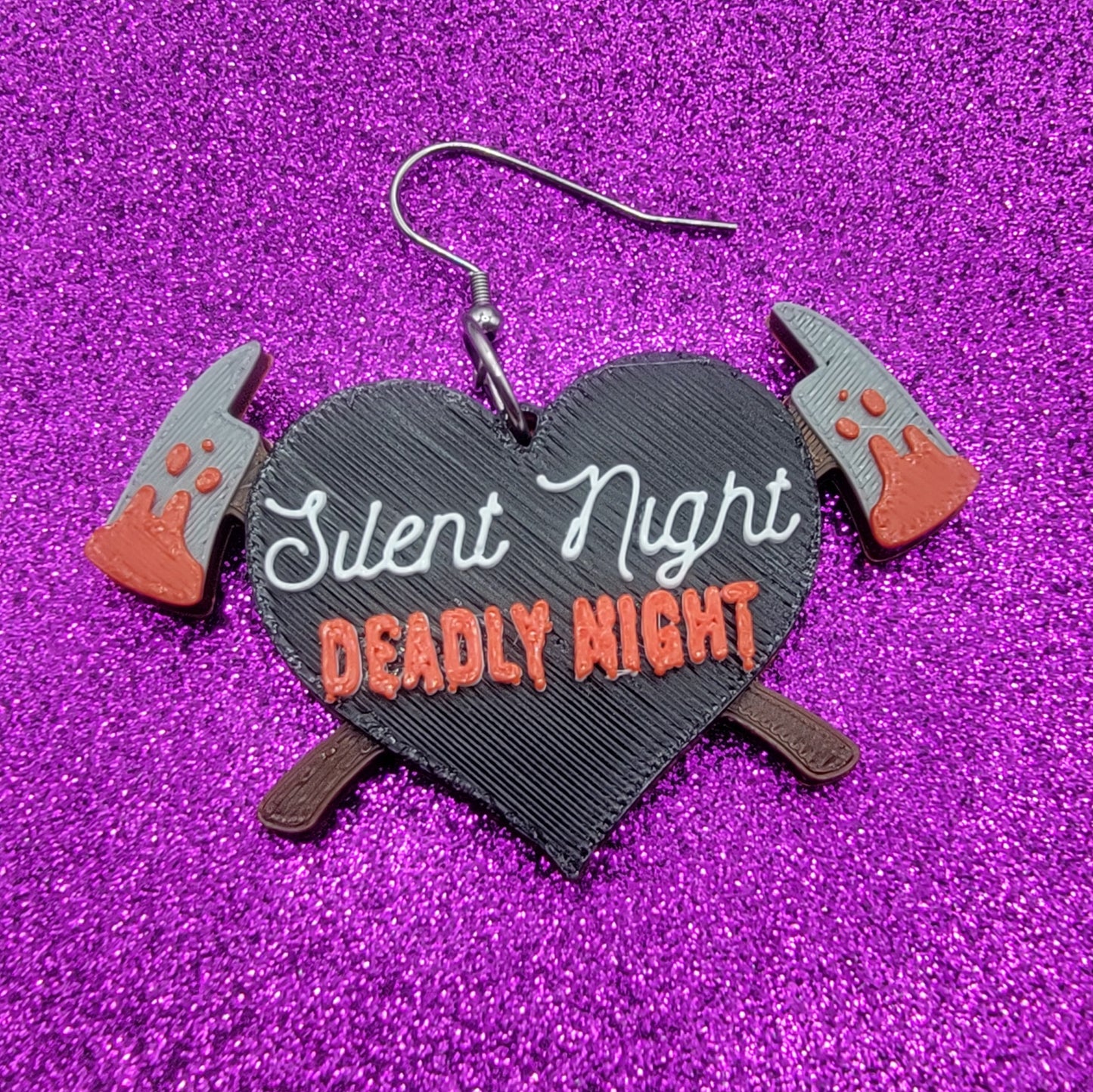 Silent Night Horror Statement Earrings 3D Printed