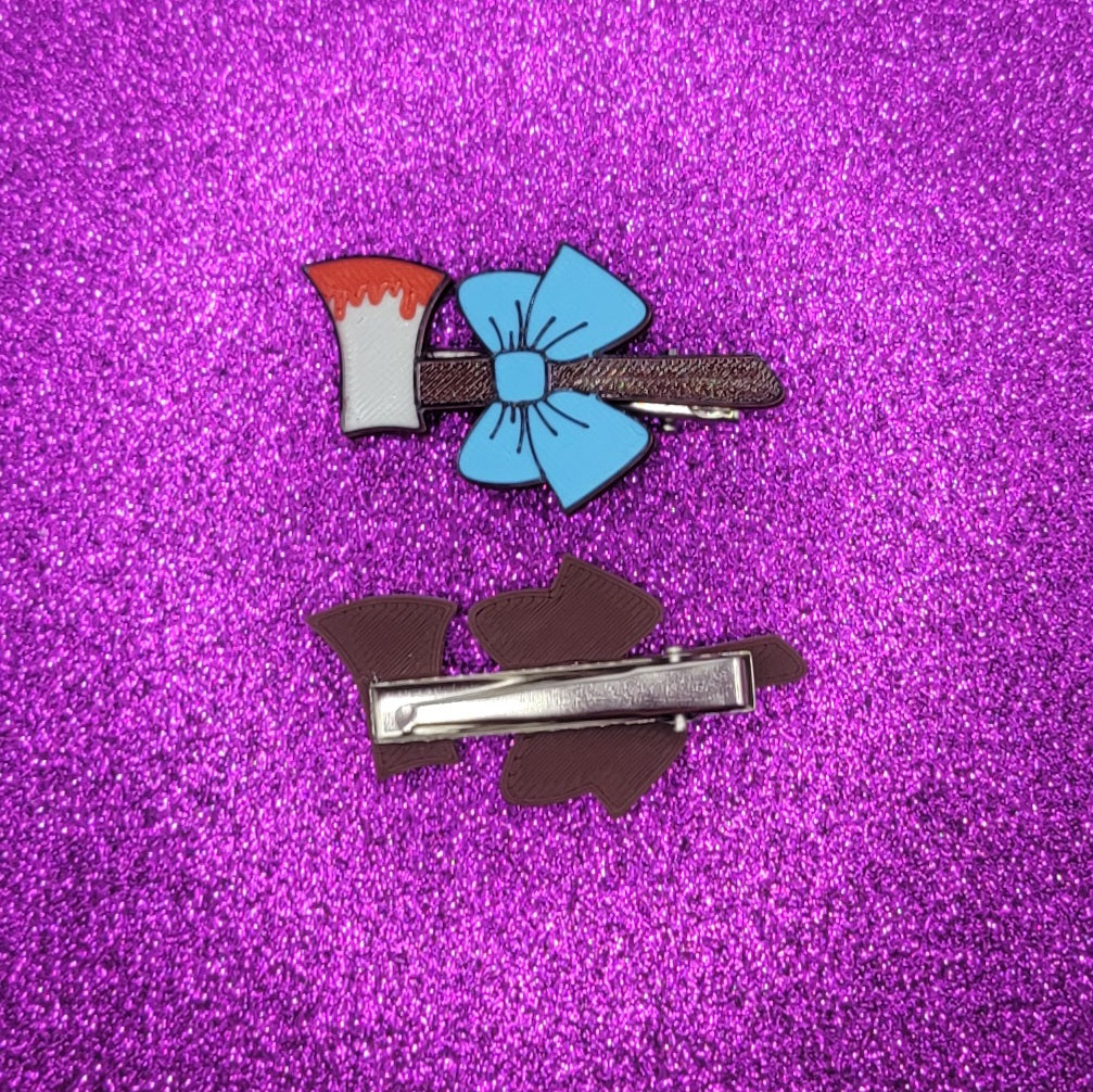 Pearl Bow Axe Hair Clips