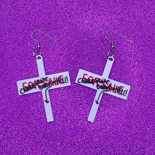Carrie Sign Horror Movie Statement Earrings 3D Printed