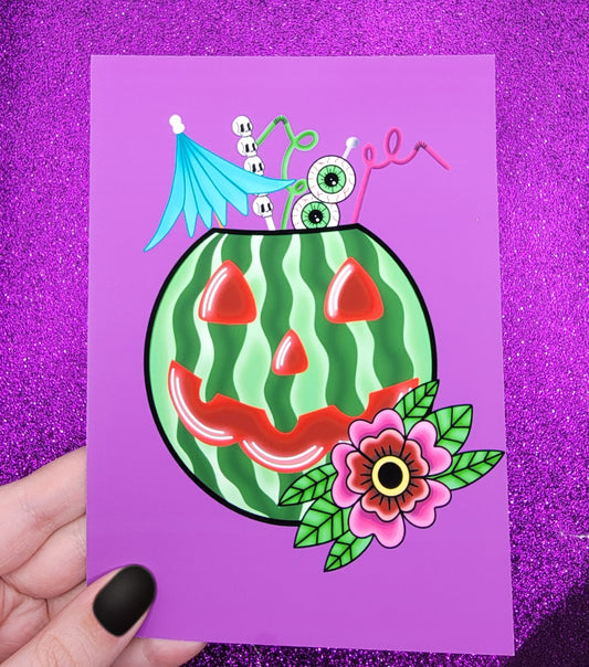 Summerween Tiki Drink Art Print 5"x7"