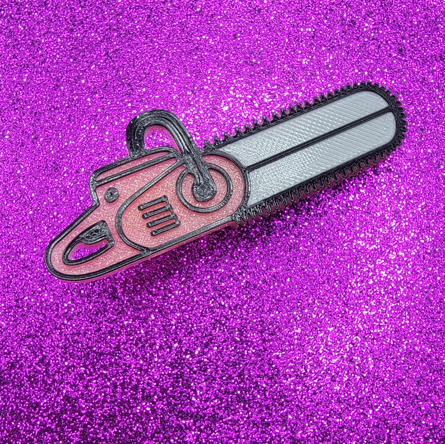 Pink Glitter Chainsaw Horror Movie Hair Clips