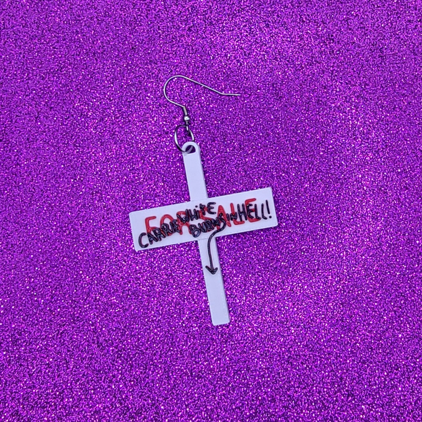 Carrie Sign Horror Movie Statement Earrings 3D Printed