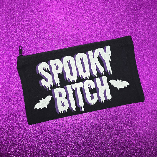 Spooky Bitch Zippered Pouch, Makeup Bag, Pencil Case 4.8"x8.4"