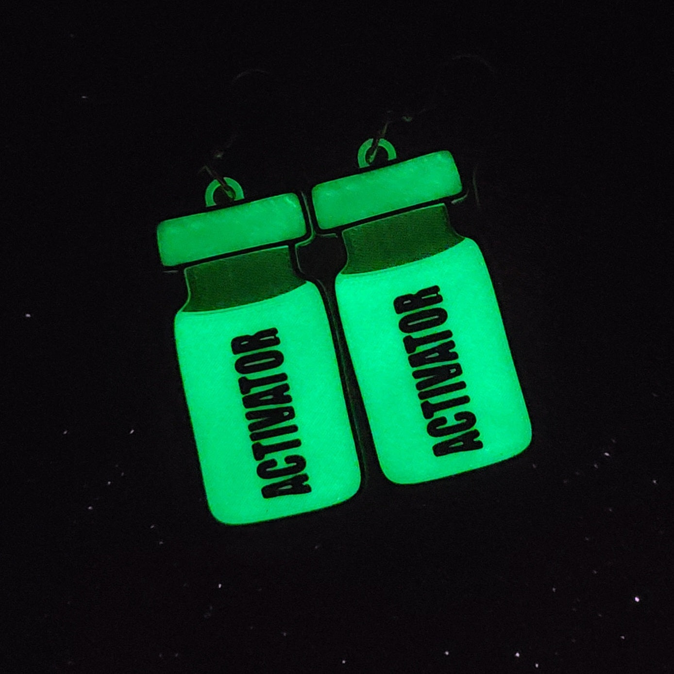 Glow In The Dark Activator Vial 3D Printed Statement Earrings