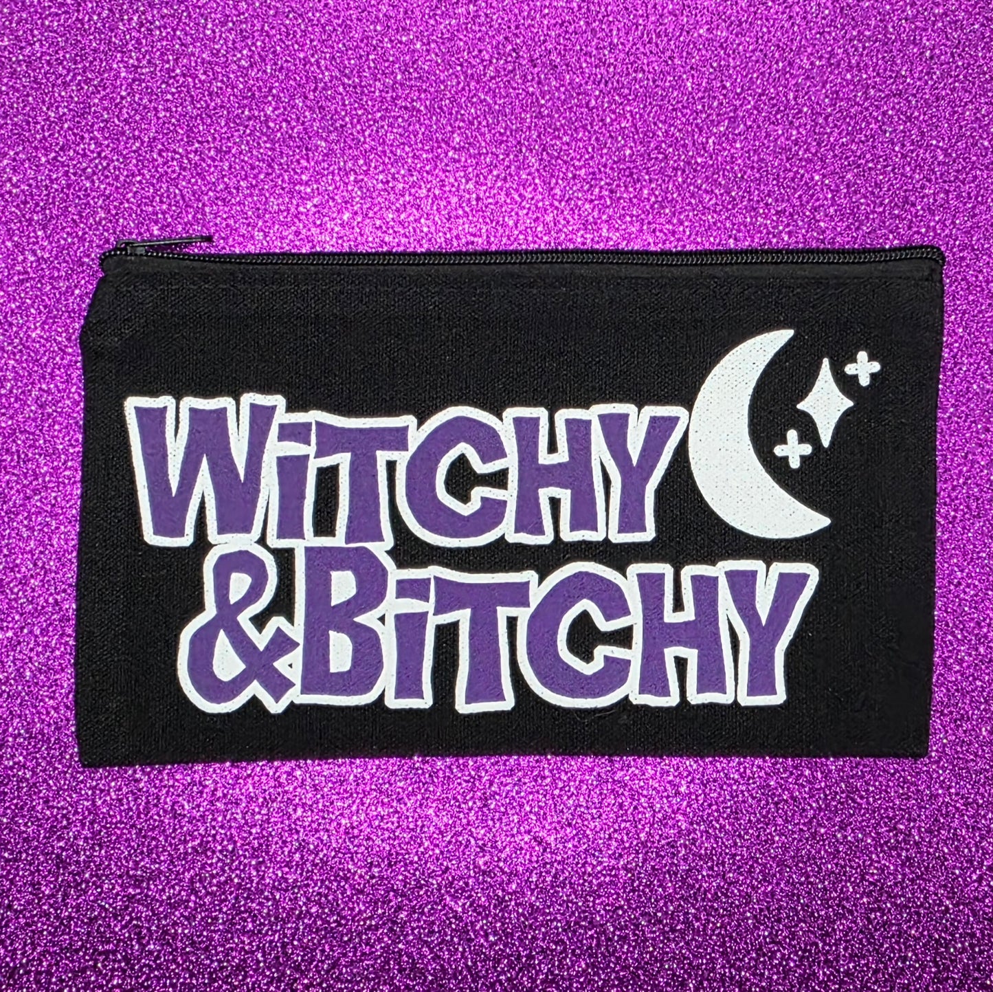 Witchy and Bitchy Zippered Pouch, Makeup Bag, Pencil Case 4.8"x8.4"