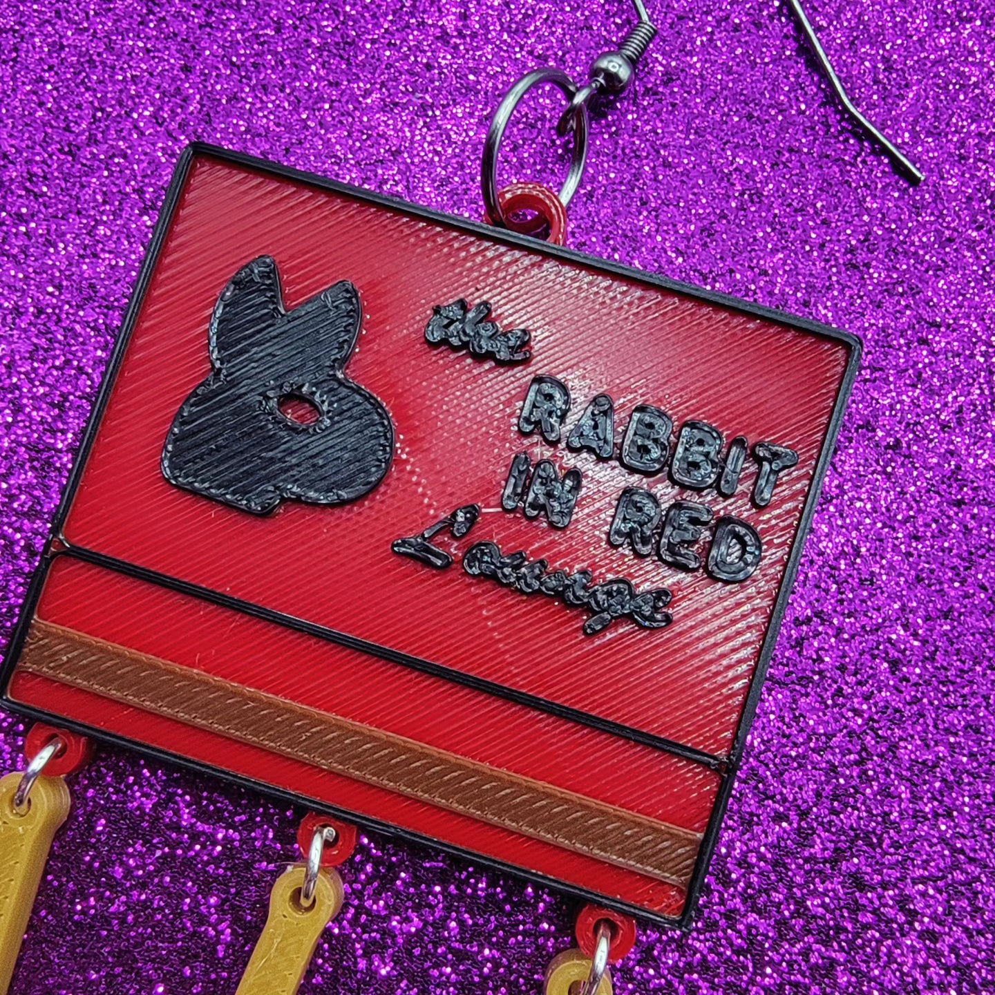 Rabbit In Red Horror Movie Statement Earrings 3D Printed