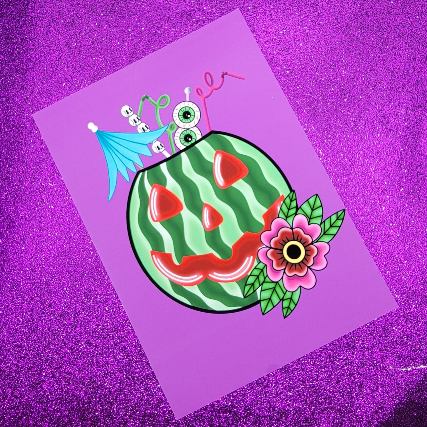 Summerween Tiki Drink Art Print 5"x7"