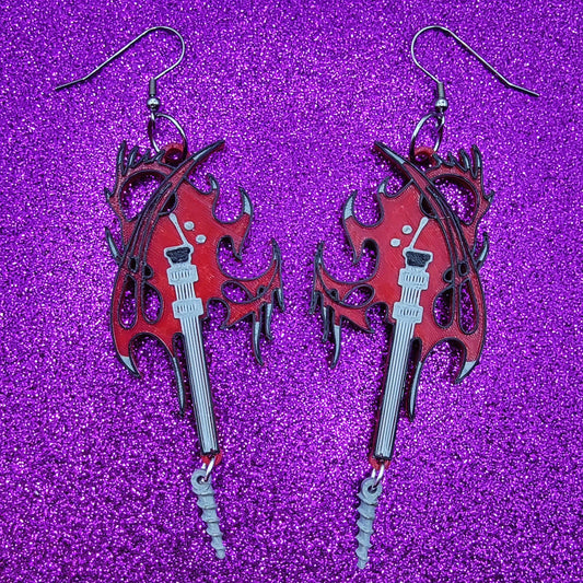 Driller Killer Horror Movie Statement Earrings 3D Printed