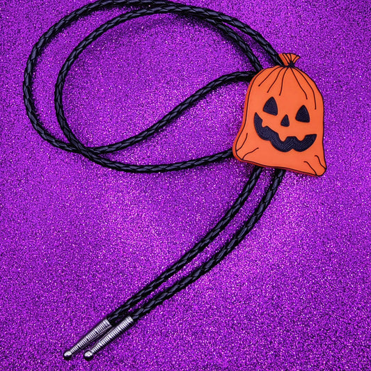 Halloween Pumpkin Leaf Bag Bolo Tie