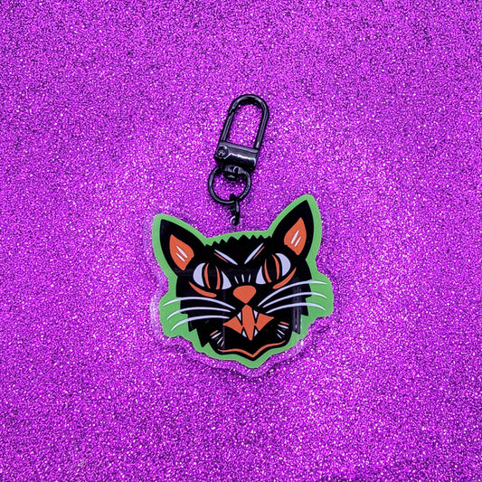 Black Cat Acrylic Keychain 2"