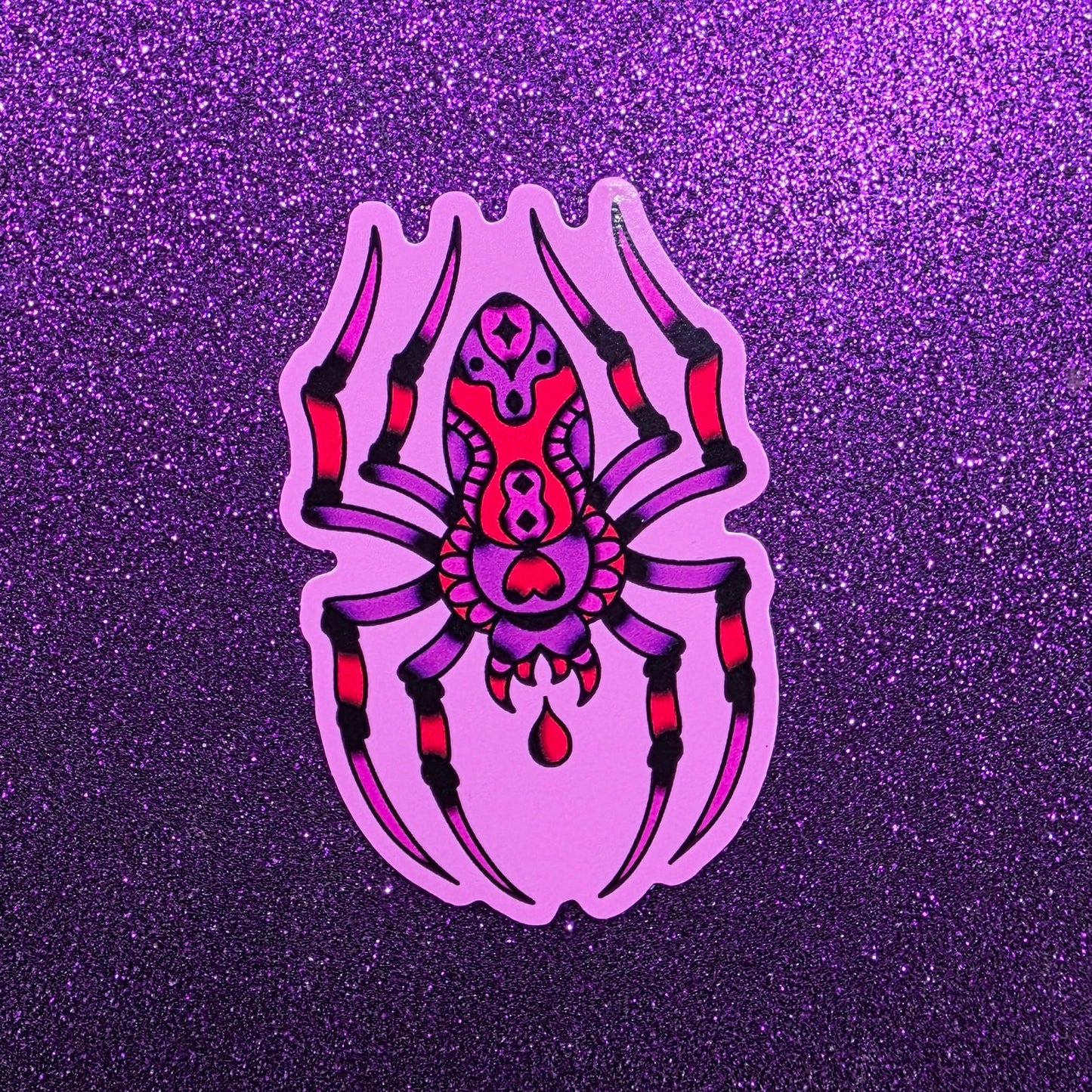 Pink Spider Sticker 3"
