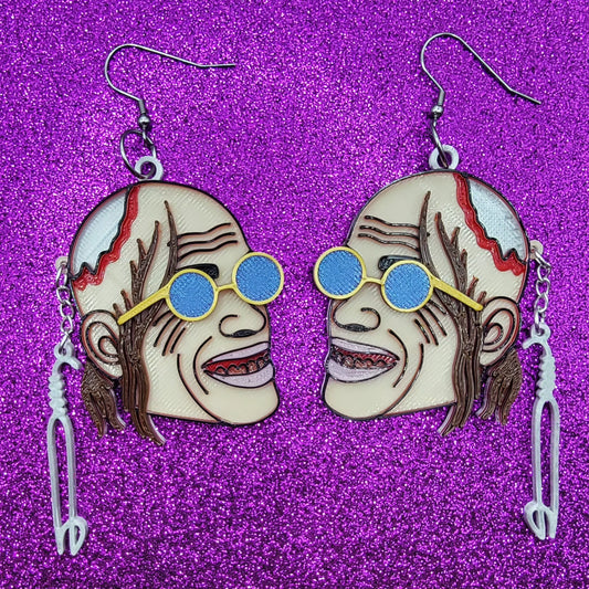 Chop Top Horror Movie Statement Earrings 3D Printed