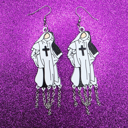 Devil Nun Movie Statement Earrings 3D Printed