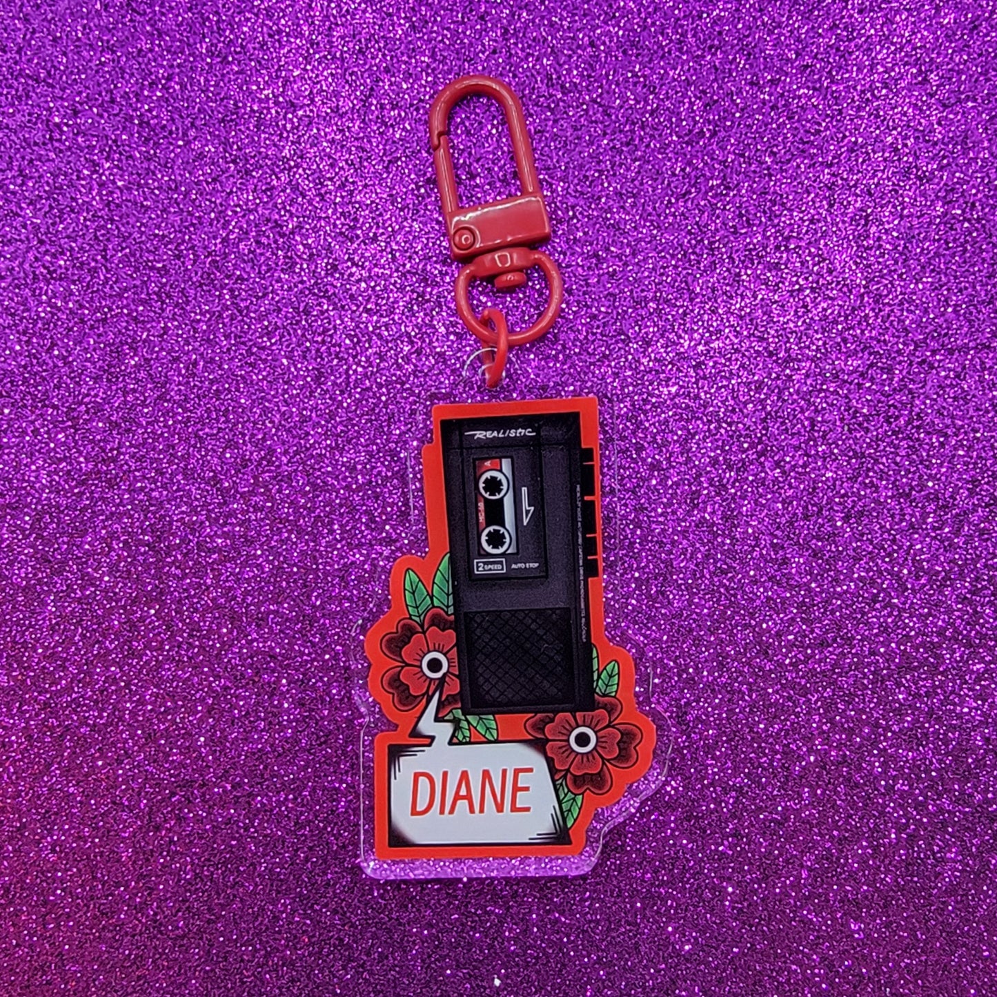 Diane Tape Recorder Acrylic Keychain 2"