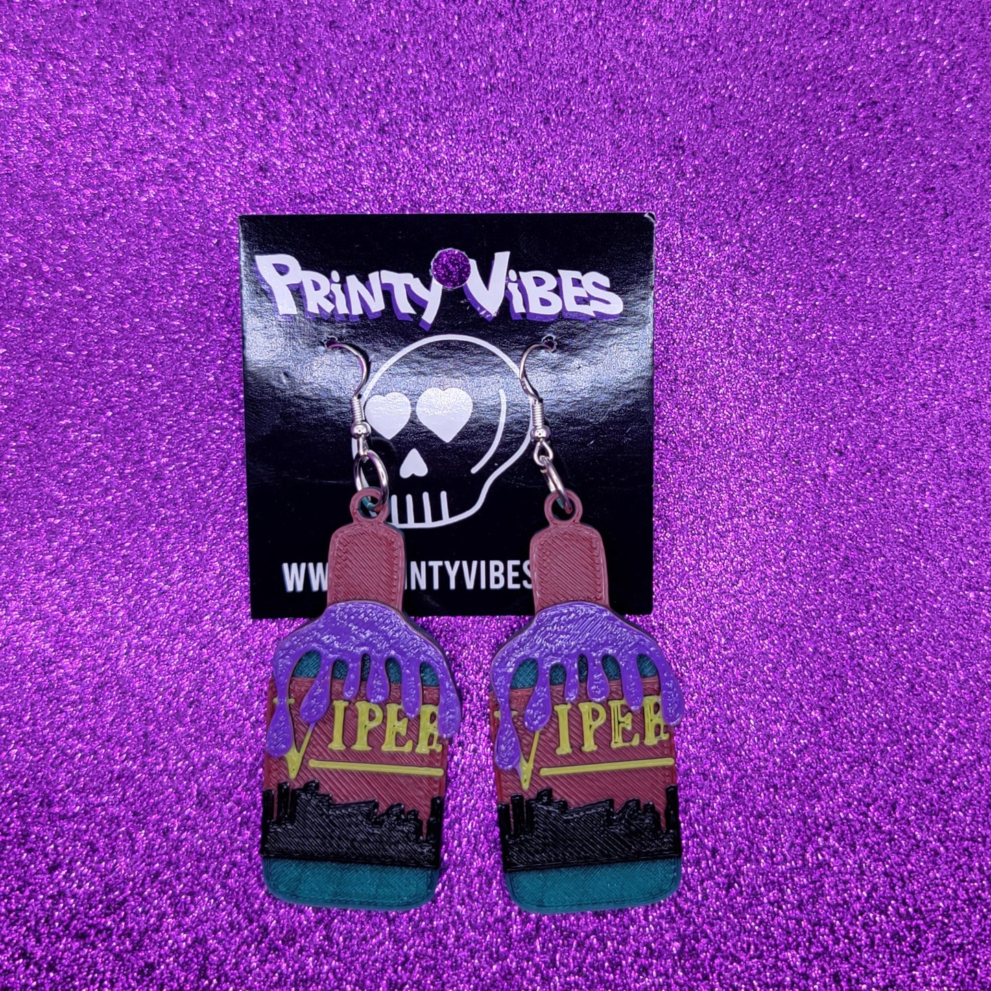 Viper Bottle Horror Movie Statement Earrings 3D Printed