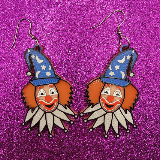 Clown Doll Movie Statement Earrings 3D Printed