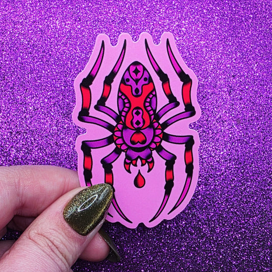 Pink Spider Sticker 3"