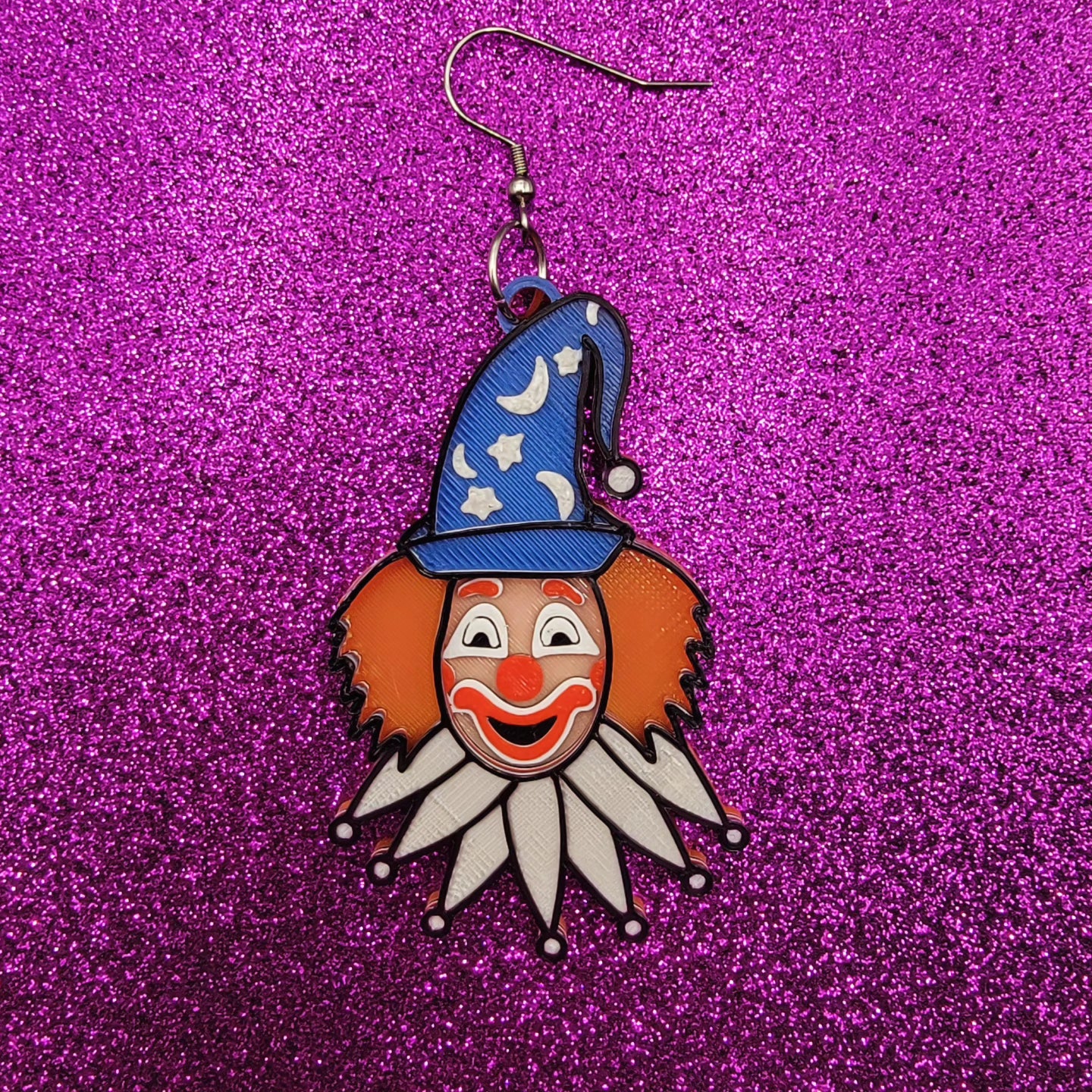 Clown Doll Movie Statement Earrings 3D Printed