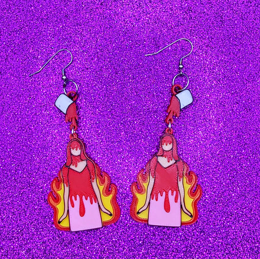 Prom Queen Horror Movie Statement Earrings 3D Printed