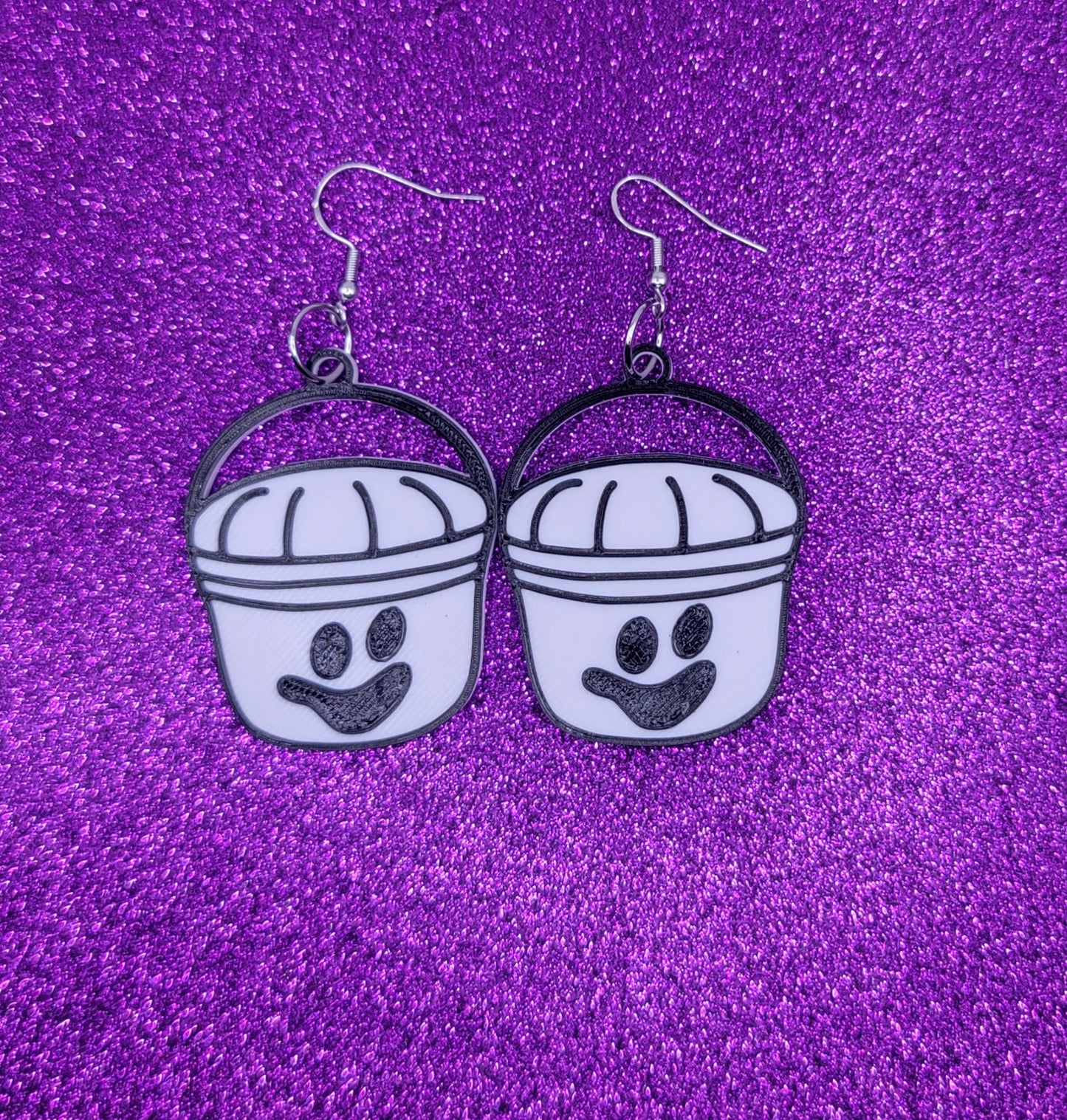 Ghost Bucket Halloween Statement Earrings 3D Printed