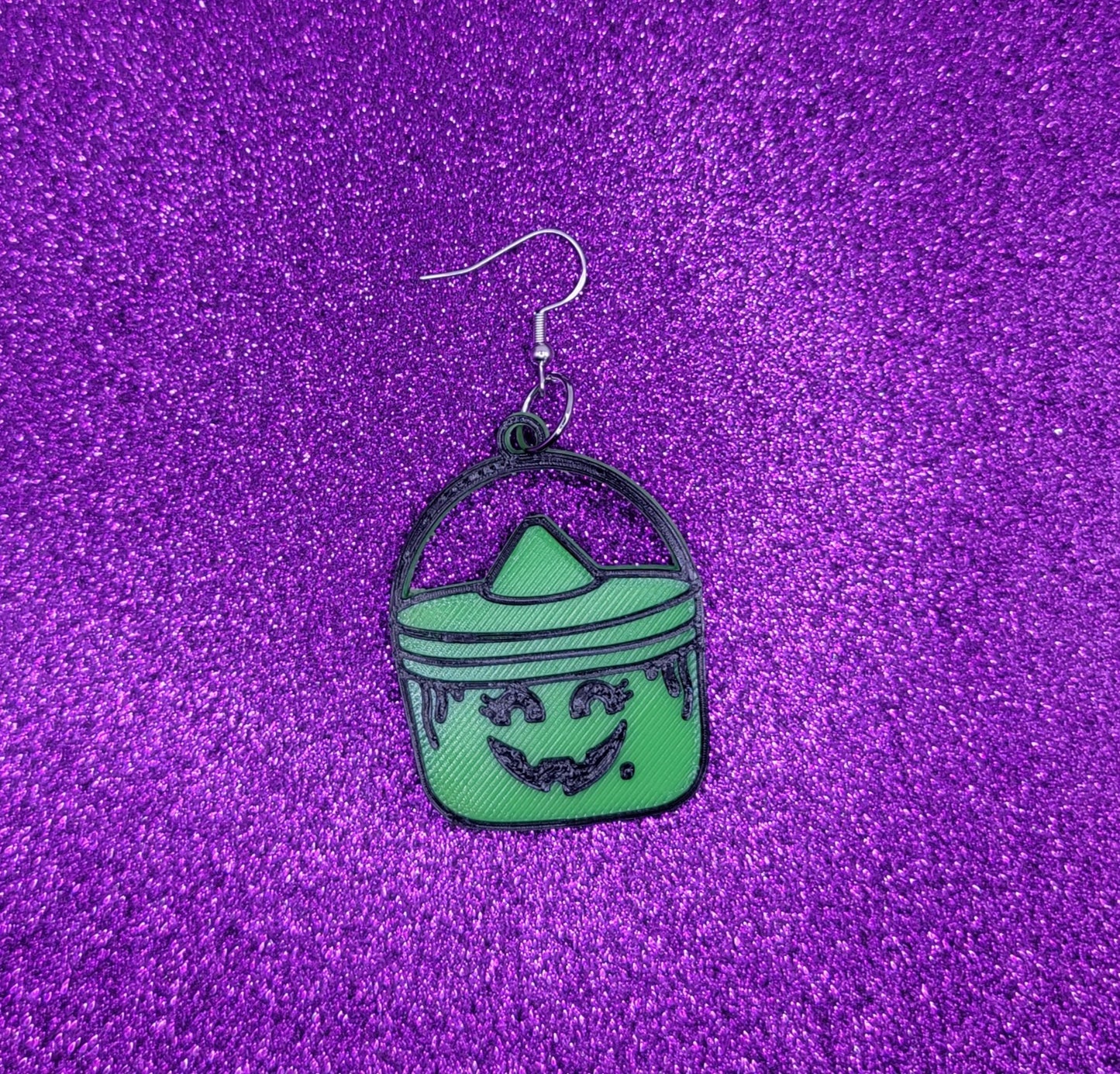 Witch Bucket Halloween Statement Earrings 3D Printed