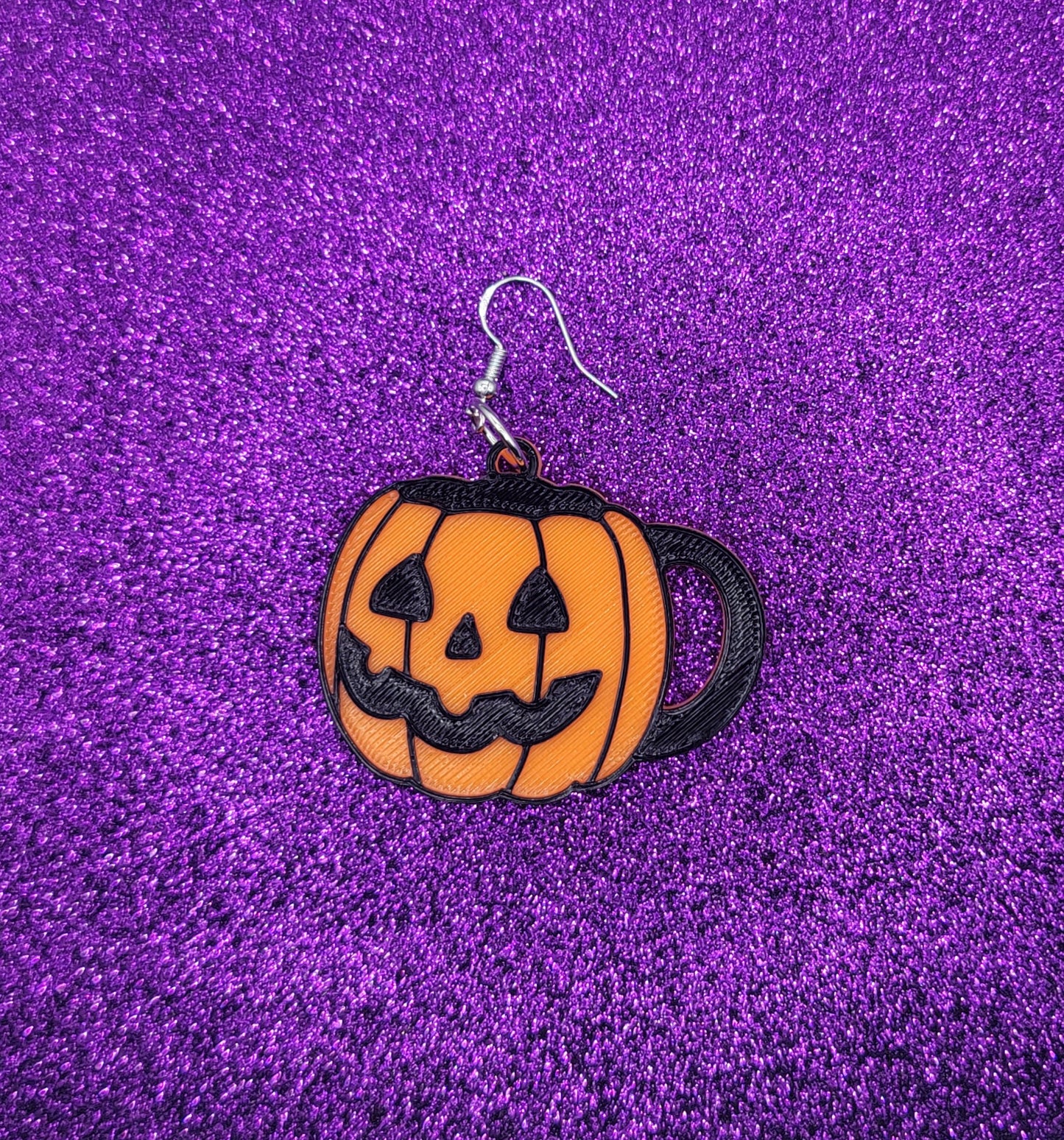 Halloween Pumpkin Coffee Mug Statement Earrings 3D Printed, Weird Earrings, Unique Earrings, Edgy Earrings, Alternative Earrings