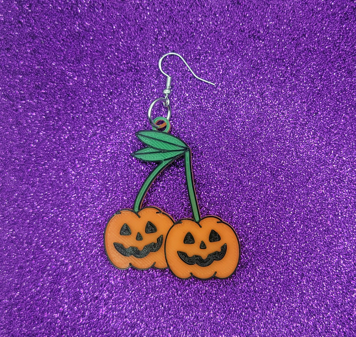 Pumpkin Cherry Halloween Spingoween Earrings 3D Printed
