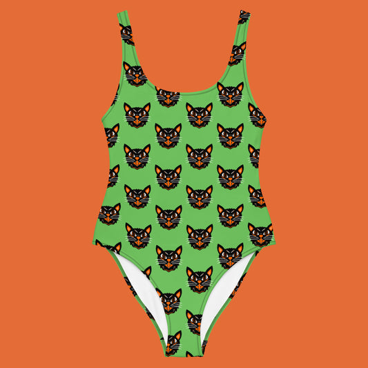 Black Cat One-Piece Swimsuit