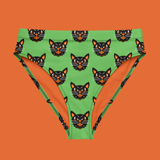 Black Cat High-Waisted Bikini Bottom
