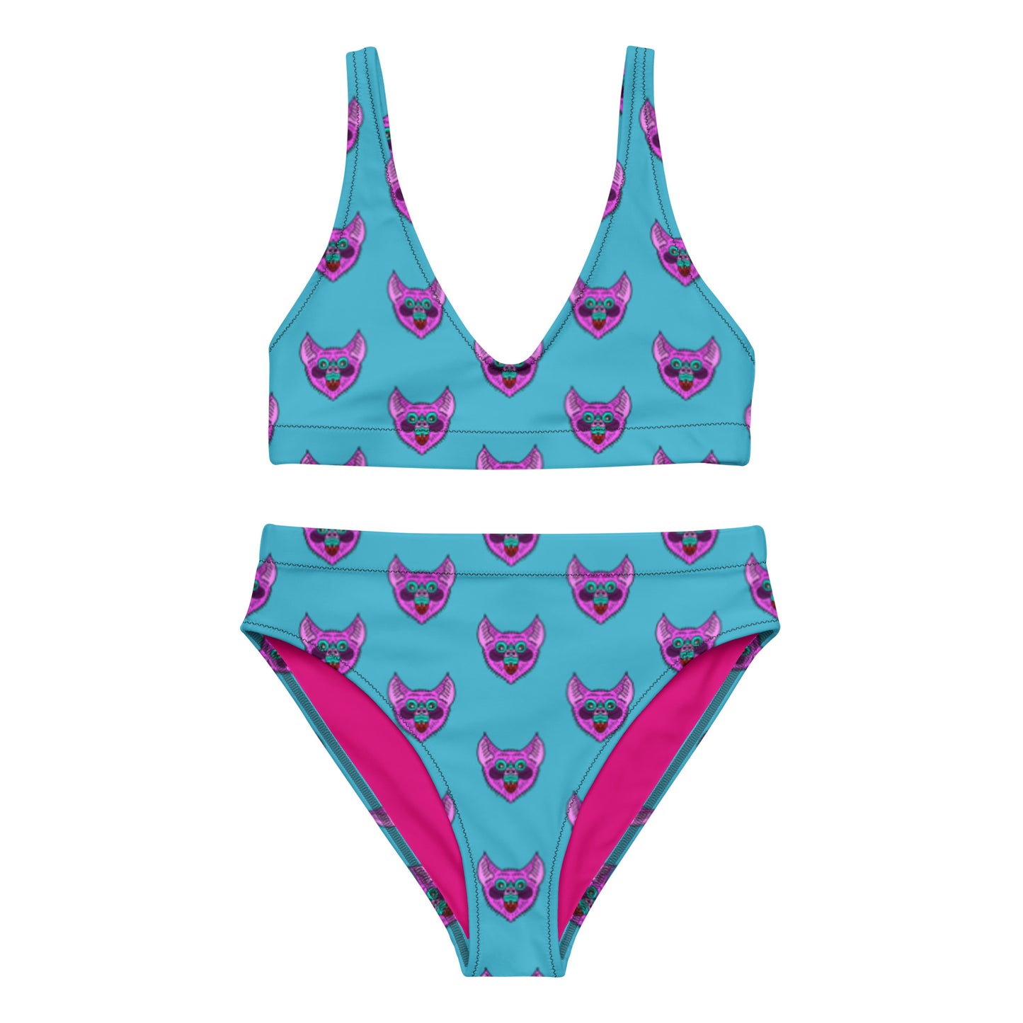 Pink Bat High-Waisted Bikini
